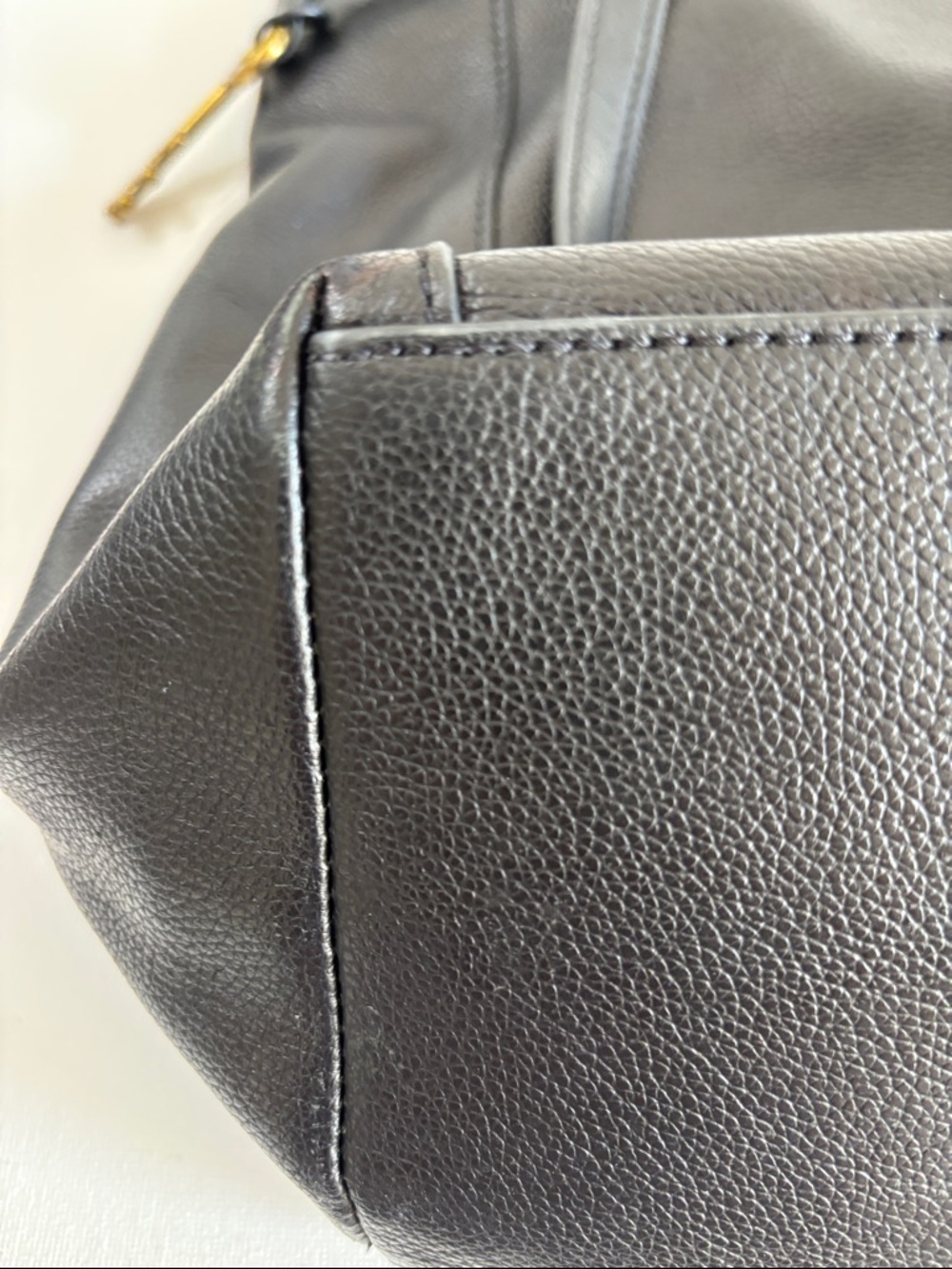 Fossil Black Leather Tote with Gold Accents - Picture 10 of 16
